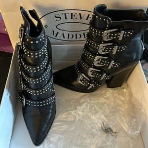 Steve Madden Comet Black Leather Boots
